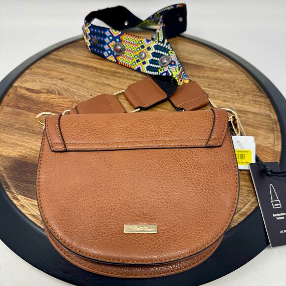 Aldo Crossbody Bag Purse with Detachable Guitar Strap Brown NWT - Picture 3 of 5